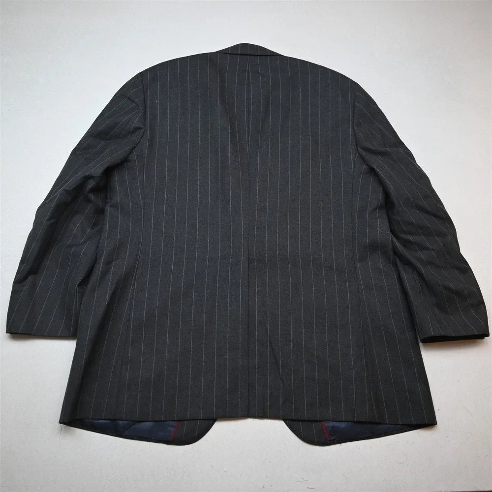 Vtg USA Southwick 43S 38x29 Gray Striped 100% Wool Flannel Jacket Pants Suit